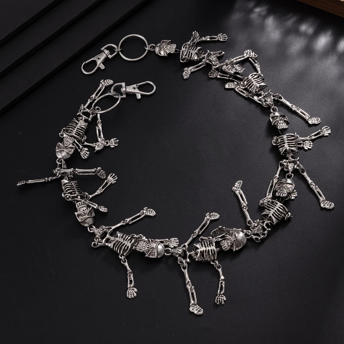 KunJoe Punk Gothic Metall-Totenkopf-Anhänger Schlüsselanhänger Brieftaschenkette für Männer Frauen Hip-Hop Hosen-Accessoire Gothic Jeans Schlüsselring Schmuck – Detail 7