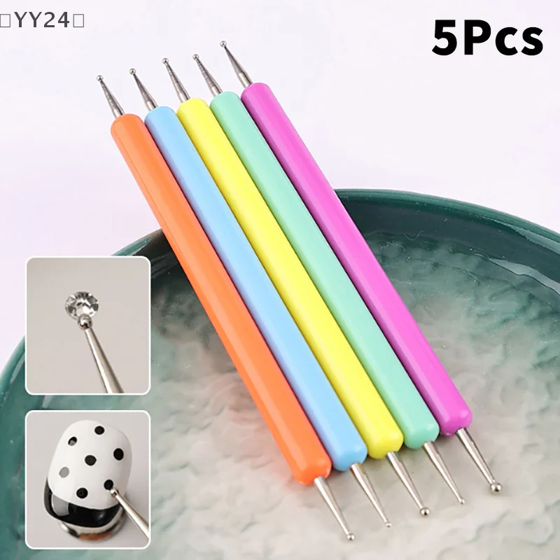 

〔YY24〕5Pcs Double Head Point Drill Pen Dot Painting Point Pen Nail Art Brush Salon Dotting Manicure Tool Multicolour