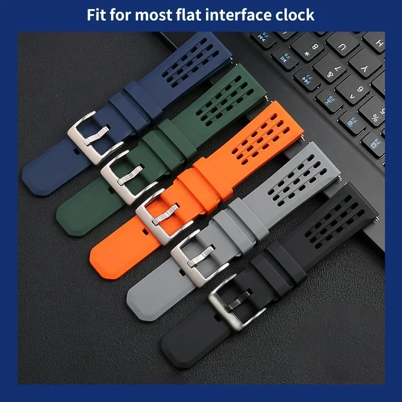 

Premium-Grade Porous Structure Quick Release Fluorine Rubber Watch Strap 20mm 22mm New Design FPM/FKM Rubber Watch Band