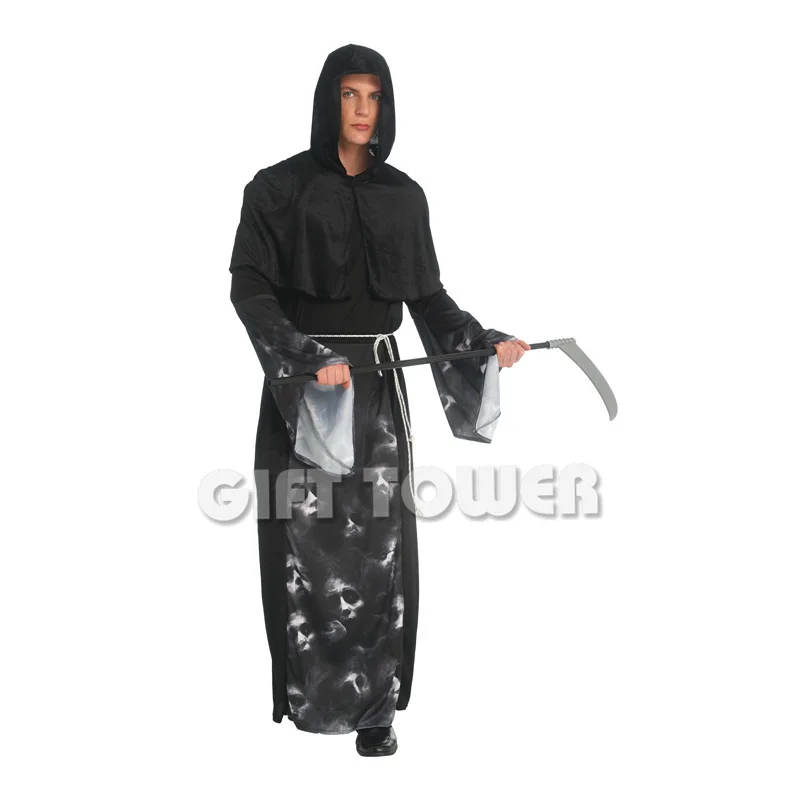 

Illuminated Costume Skeleton Printed Gothic Outfit Cosplayer Performance Stage Ensemble Haunting Phantom Reaper Apparel