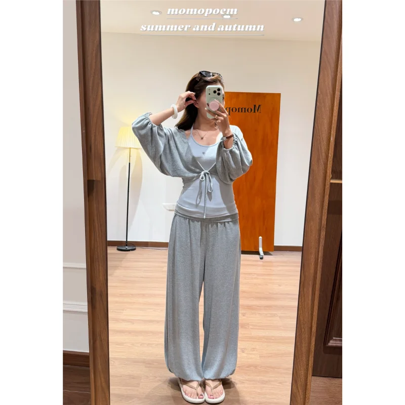 Soft Korean Style Early Autumn Jacket Air Cloud Sensation Women's Slim Fit T-shirt Daily Wear Polyester Fabric Regular Thickness