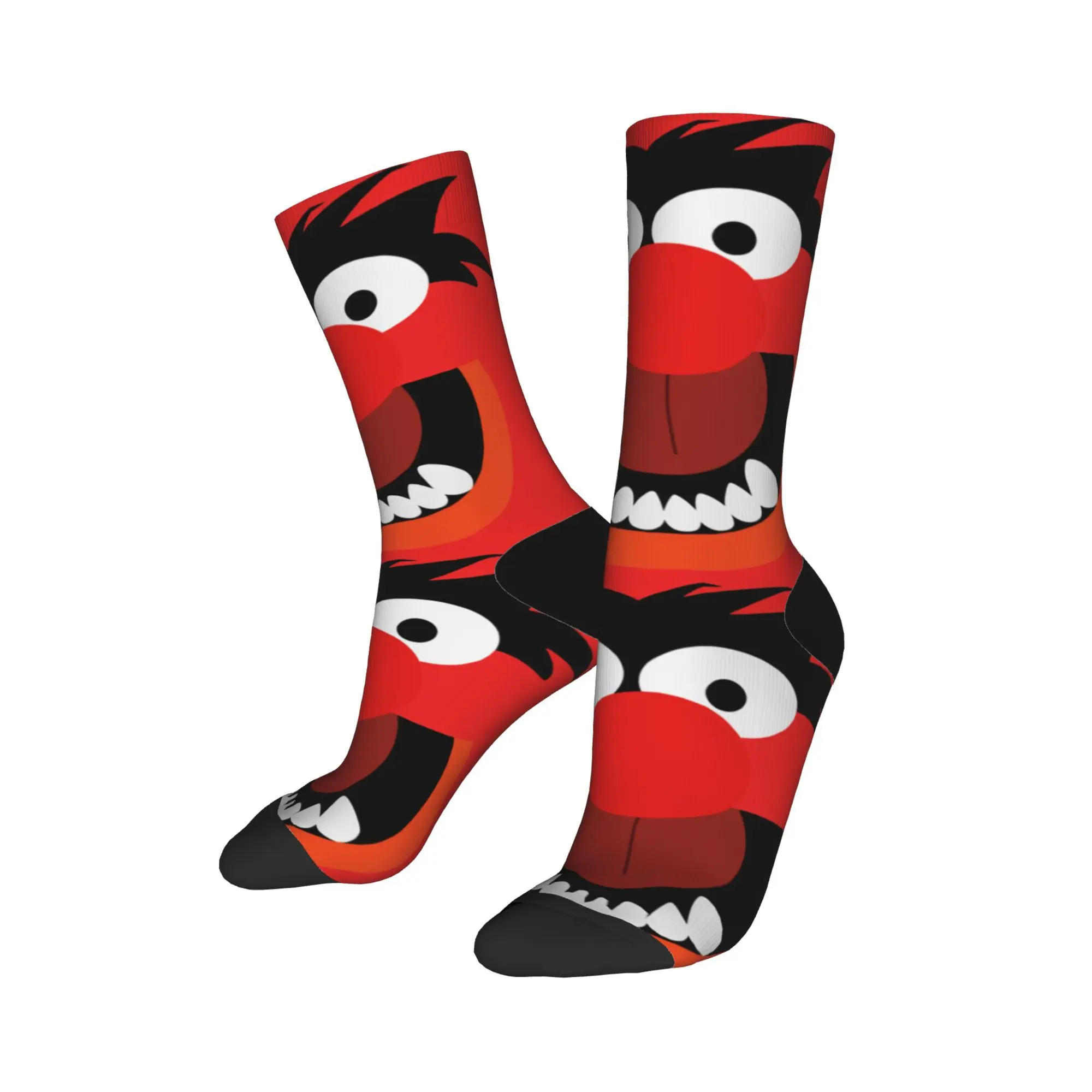 Harajuku Animal Cartoon the Muppets Show Basketball Socks  Polyester Crew Socks for Women Men Non-slip