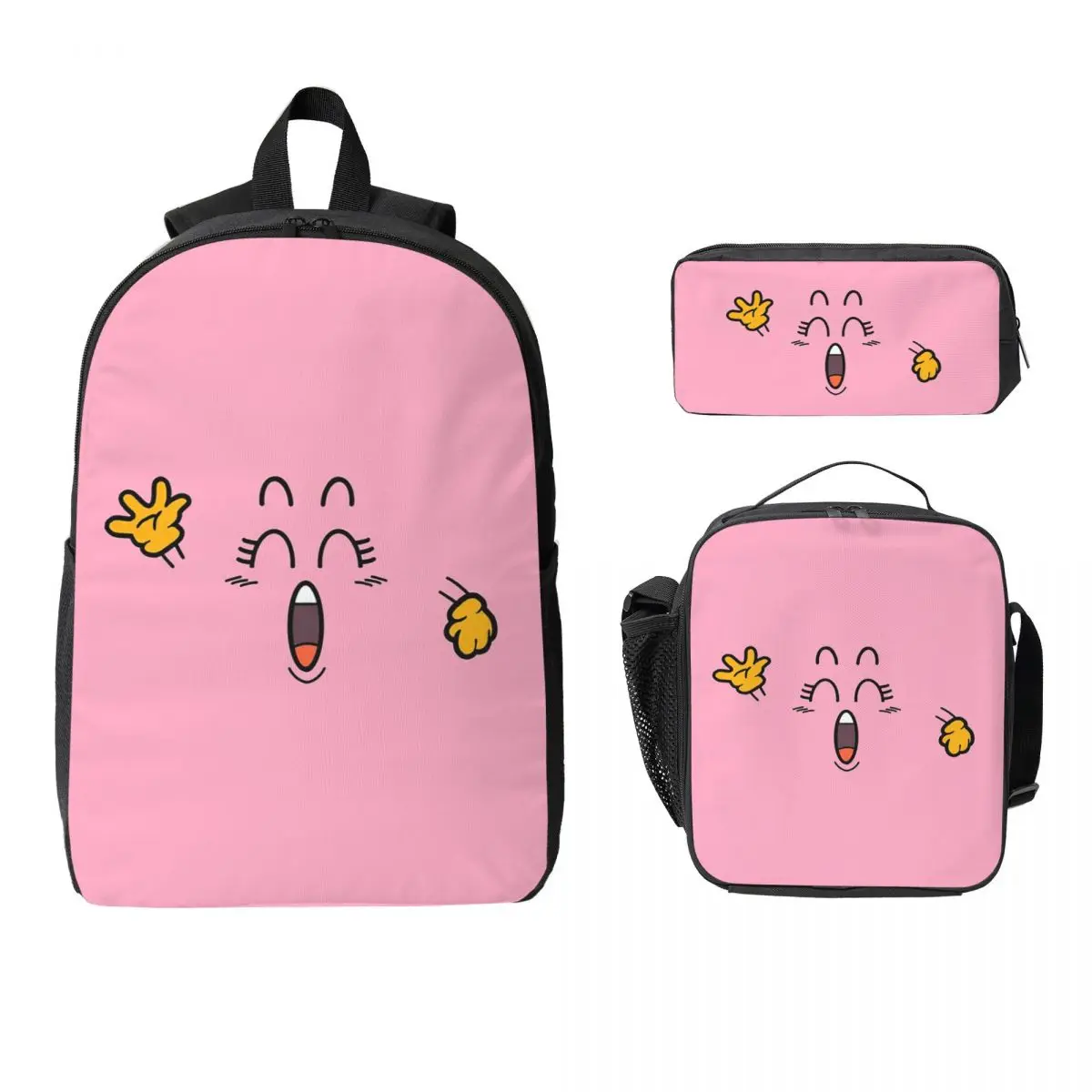 

Рюкзак Dr Slump Arale's Pink Poop, студенческий рюкзак для мальчиков и девочек, школьная сумка, сумки на плечо для ноутбука, 3 шт., изолированная сумка для обеда, пенал