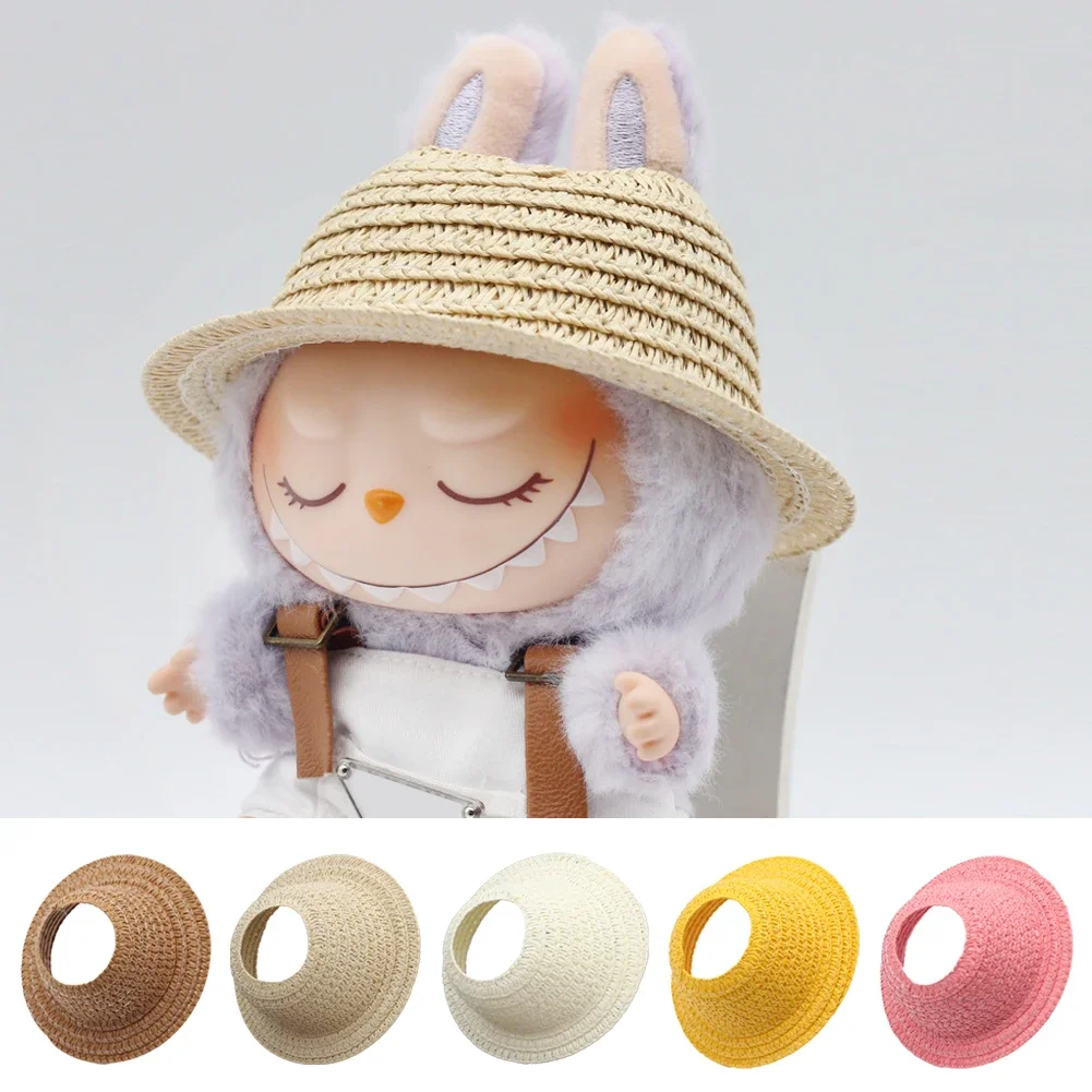 

For Sitting Party Labubu Hat Open Top Straw Hat Woven Hat Labubu party clothing accessories countryside style Labubu outfit