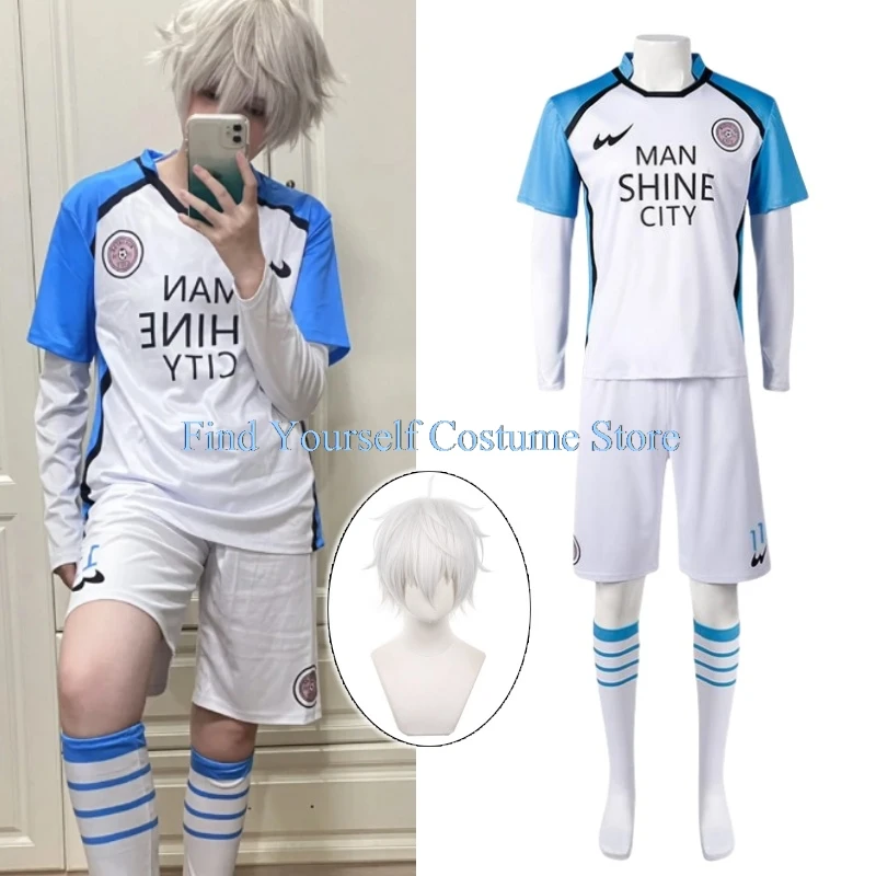 Anime Blue Lock Cosplay Costume Red Uniform T-shirt Wig Men Chigiri Hyoma Seishiro Reo Mikage Nagi Cosplay Football Tracksuit