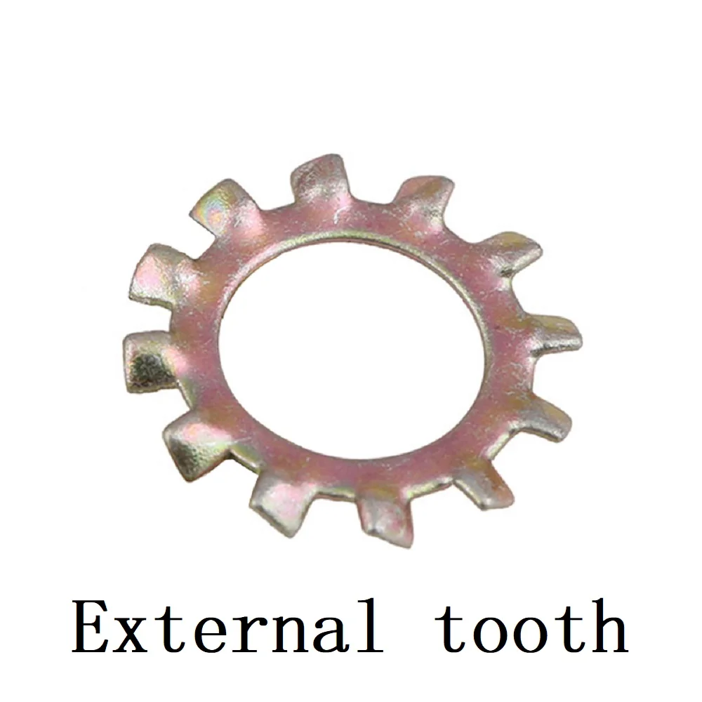 10-50pcs M3 M4 M5 M6 Colored zinc inner and outer toothed gasket, chrysanthemum gasket, metal toothed gasket, toothed Washers