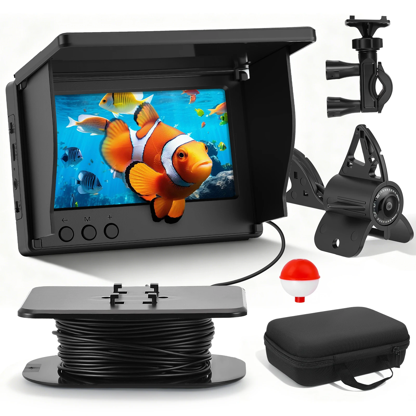Fischfinder Unterwasserkamera 1080P HD 4,3 Zoll LCD Angelkamera mit 8000mAh Akku Tragbare Angelwerkzeuge mit Nachtsicht
