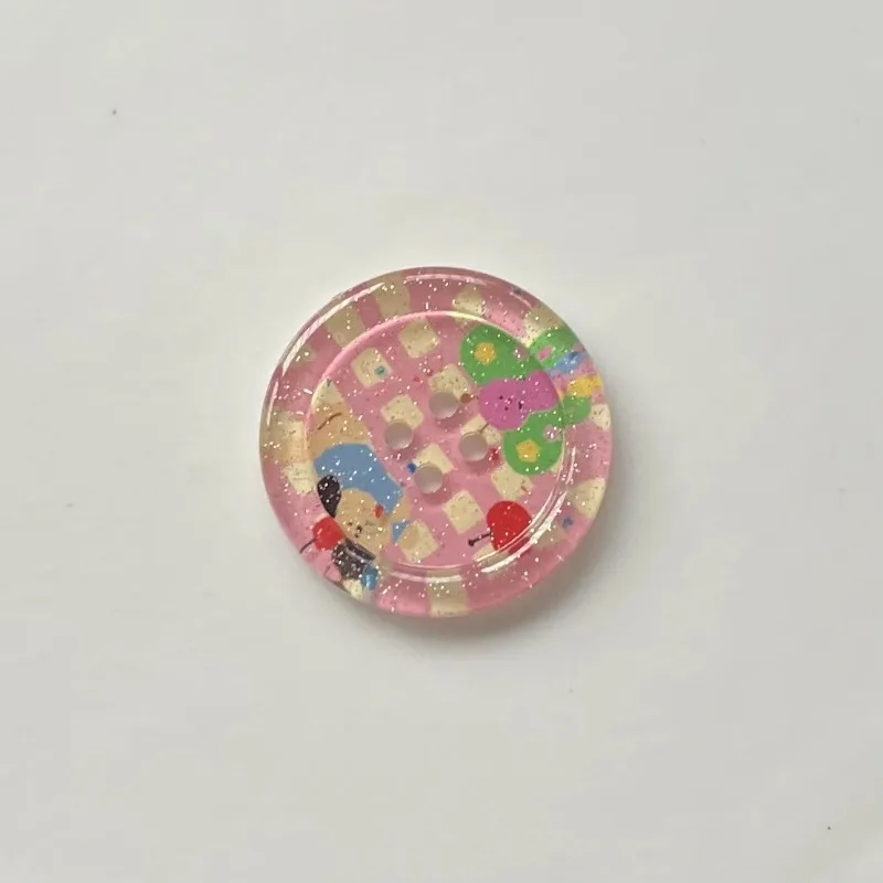 10Pcs Shining Powder Cute Cartoon Round Button -  Clothing Sewing Accessories for Kids Woman Hairpins Clip DIY Deco for Girls