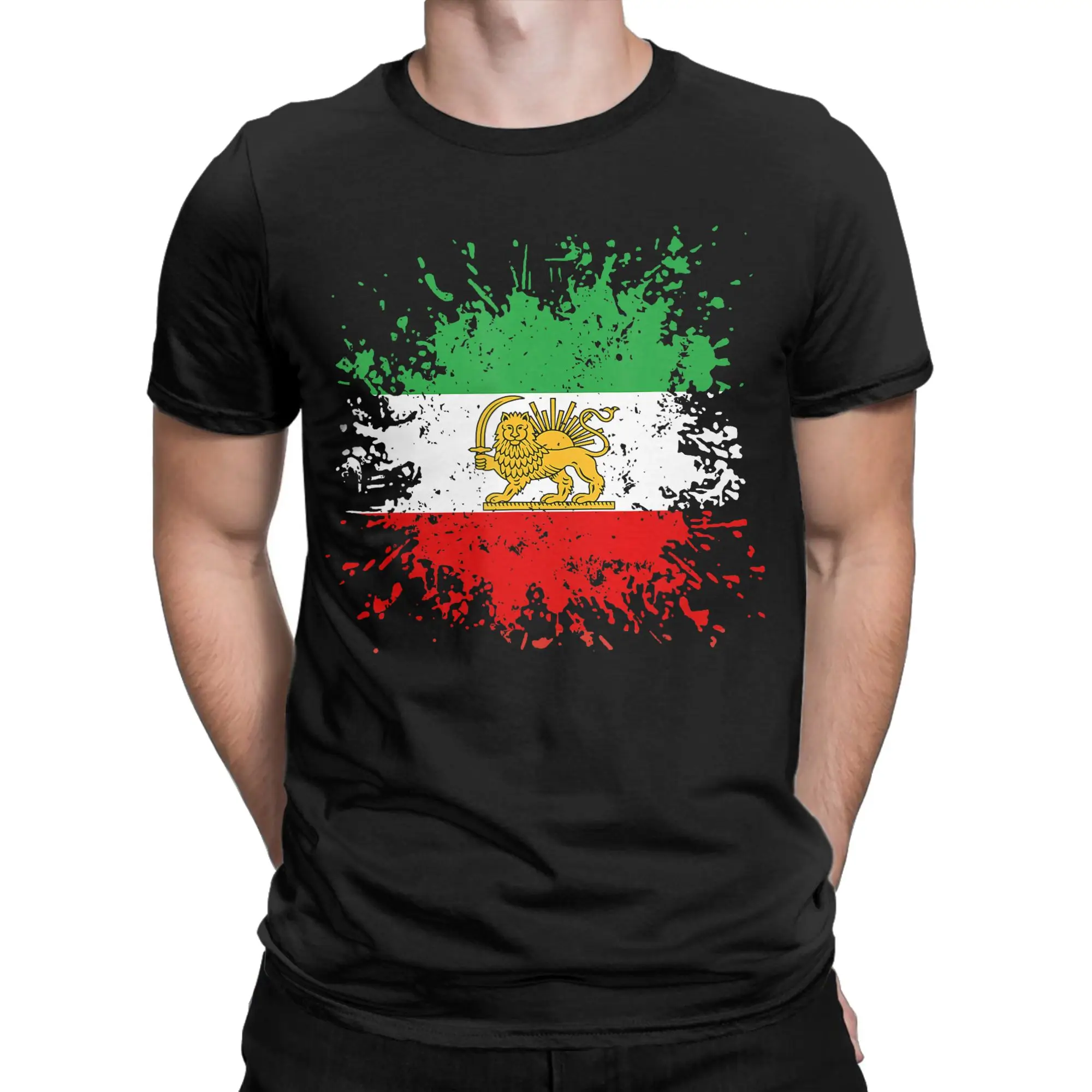 Iran Lion Sun Flag T-Shirt Persian Flag Of Iran Hip Hop T-Shirts Short Sleeve Vintage Tops Summer 100% Cotton O Neck Clothes