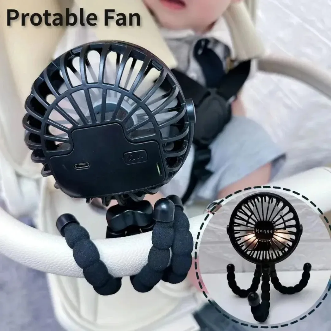 Multi-scene Minimal Mini Hand Fan,1200mAh USB Rechargeable Cooler With LED Light For Desktop Office Camping Supply