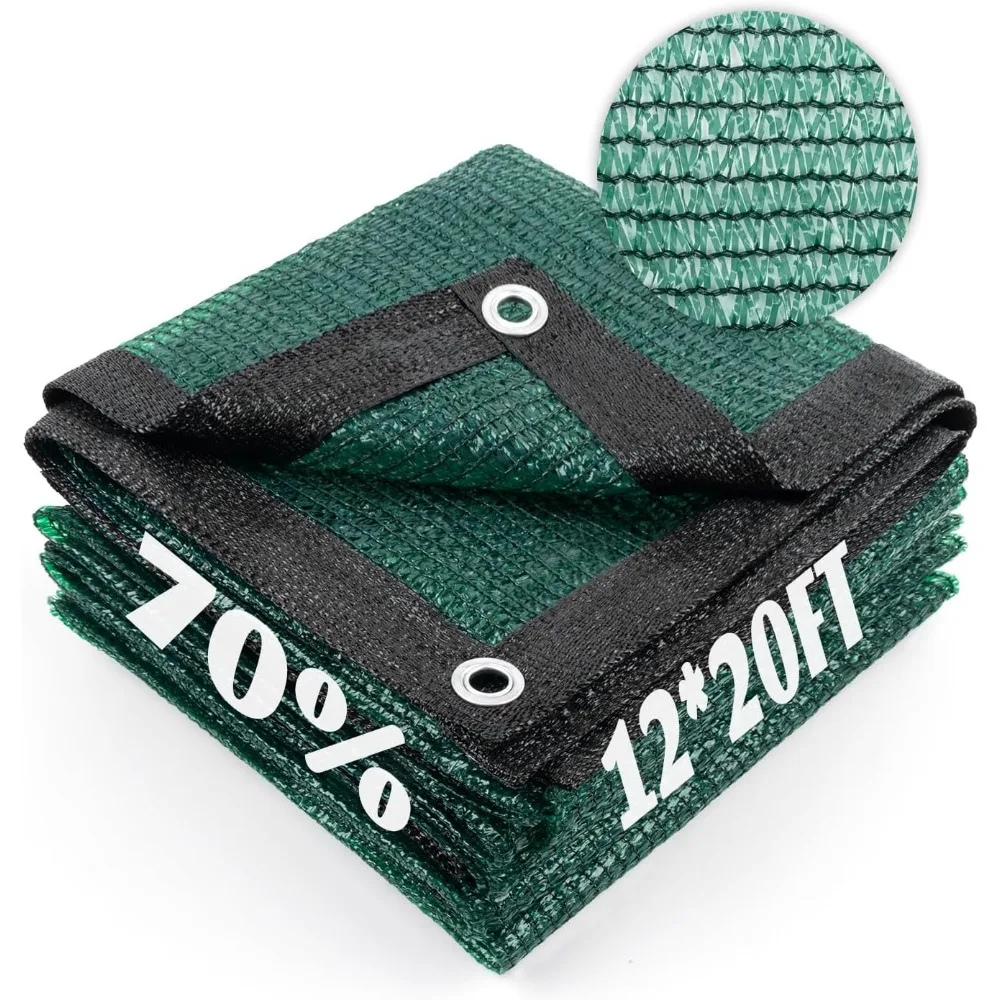 

70 Percent Shade Cloth with Grommets 12x20ft for Plants Patio Pergola Greenhouse Car Barn Kennel Dark Green