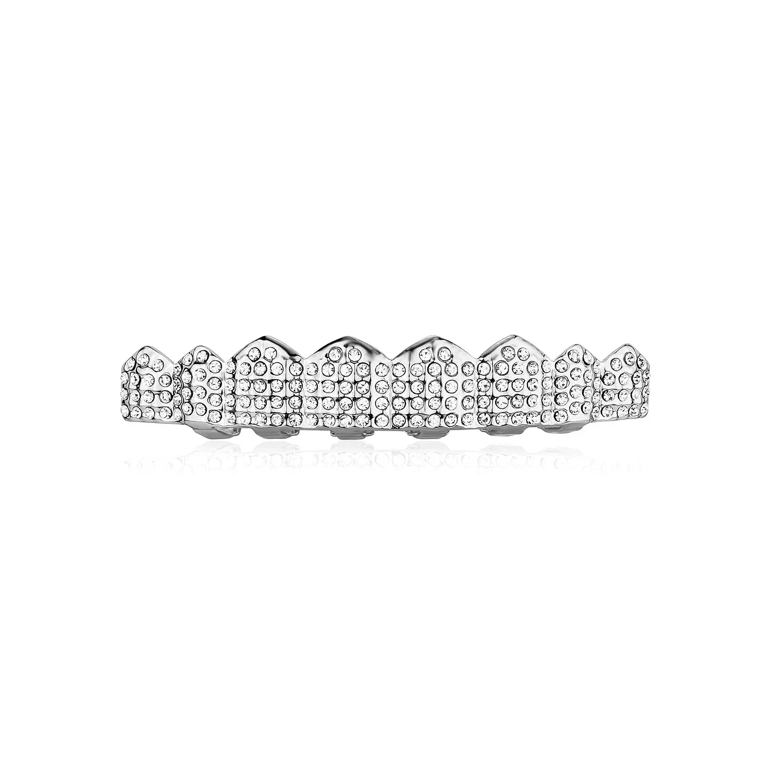 Punk Vollzirkonia Grillz Unisex 8 Oben & 8 Unten Abnehmbare Zahnschmuckstücke Hochwertige Modische Zahnschmuckstücke für den Mund – Detail 12