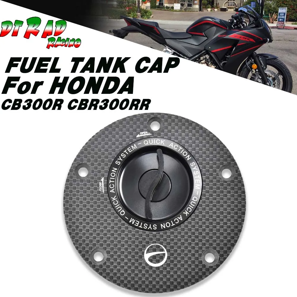 Carbon Fiber Flange Oil Gas Caps For HONDA CB300R 2018-2020 CBR300RR 2018- Quick Release Fuel Tank Cap Motorcycle Gasoline Plug