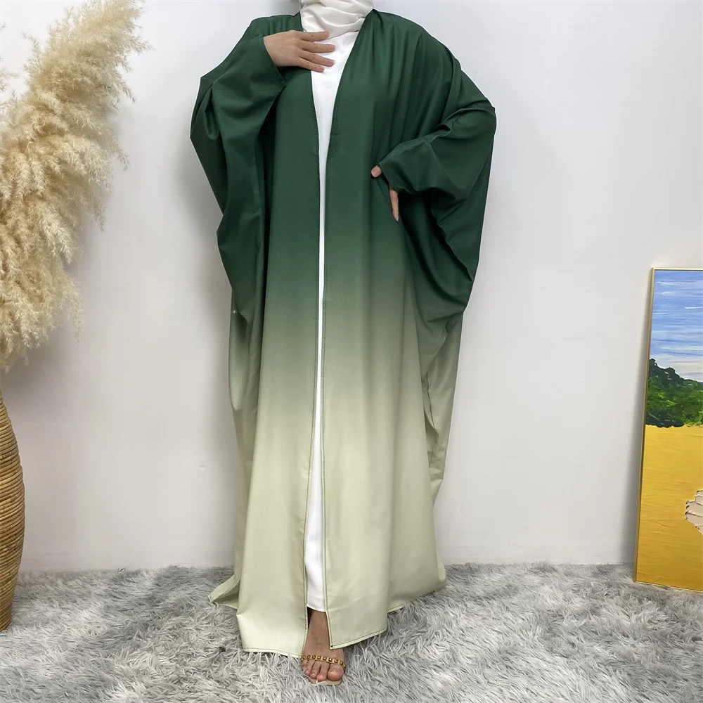 Middle East Muslim fashion new hot Dubai cardigan robe Arab Turkey long-sleeved gradual change dress dress Islamic women loose e