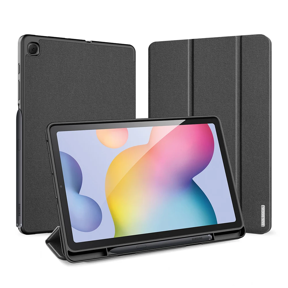 

DUX DUCIS Domo Series Leather Case for Samsung Galaxy Tab S6 Lite (2024) / (2022) / (2020) P610 P615 Pen Slot Tri-Fold Stand Cov