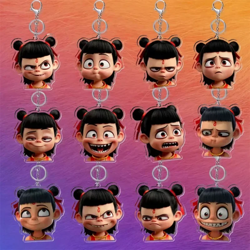 

Nezha Key Chain Chinese Animated Films Character Cute Pattern Backpack Pendant Car Key Ring Bag Decor Birthday Gift