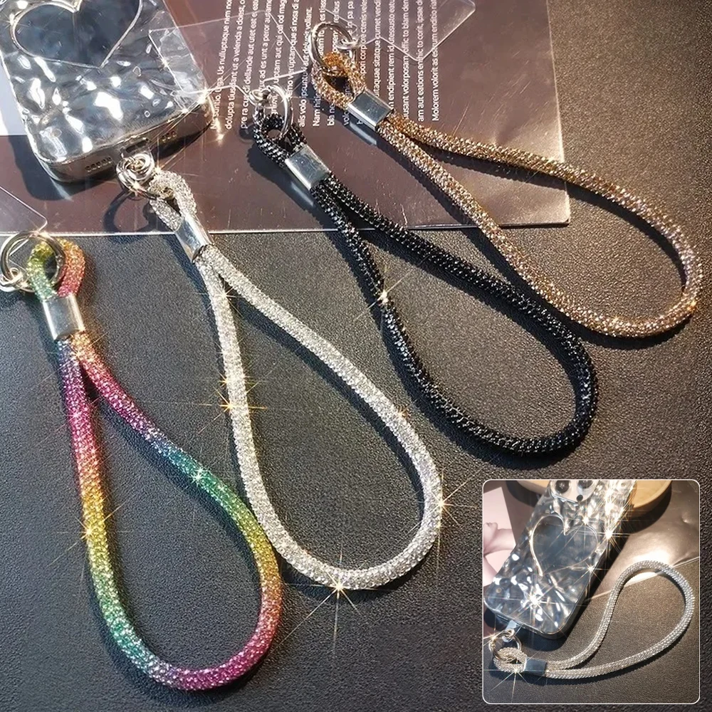 

Shiny Rhinestone Cell Phone Lanyard Removable Strap Keychain Mobile Phone Case Decoration Lanyards chain Anti-Loss Charm Straps