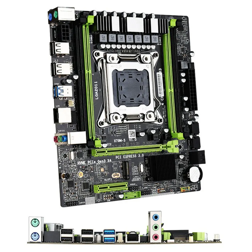 X79M-S Mainboard X79M2 2.0พร้อม Xeon E5 2640 V2โปรเซสเซอร์ DDR3 1600MHz ECC / REG RAM M.2 SSD 8 cores 16หัวข้อ Motherhood