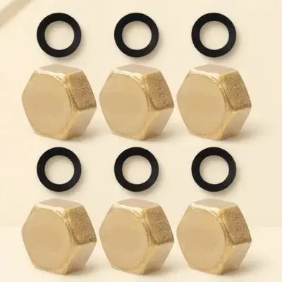 

6 шт. латунных заглушек с внутренней резьбой для садового шланга, с резиновым уплотнением, для водопроводных труб, наружных кранов, сантехнических деталей, для жидкости для умывальника