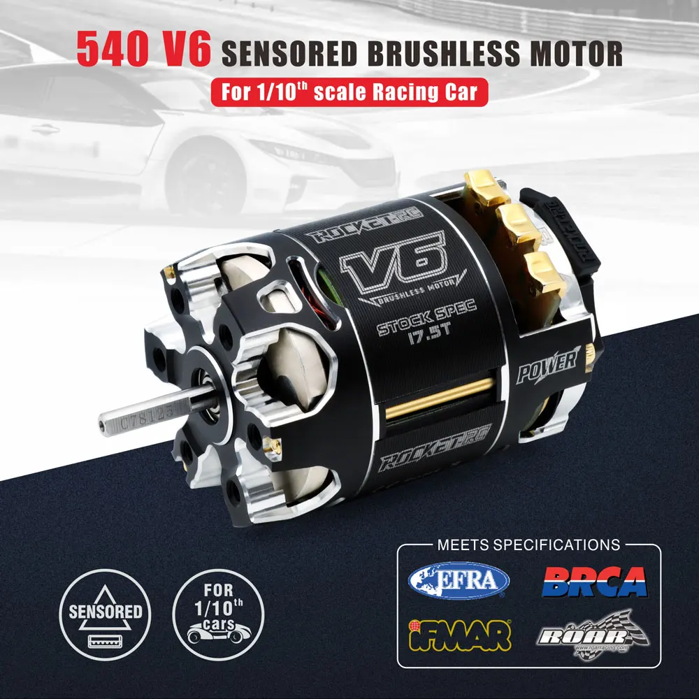 SURPASS HOBBY Rocket RC 540 V6 13.5T 17.5T 21.5T SPEC Sensored Brushless Motor Waterproof 3.175mm for 1/10 1/12 RC Car Drift