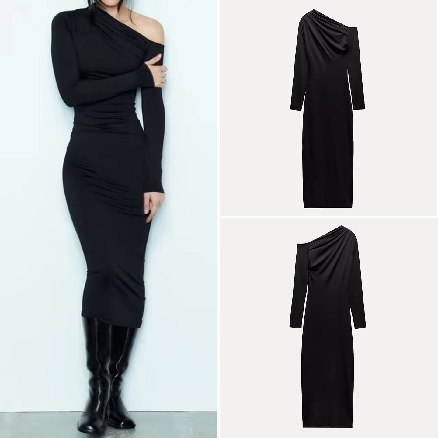 패셔너블한 비대칭 롱 드레스 우아한 개성 여성 의류 가을 2025 신상품 자다타 브랜드 데일리 웨어