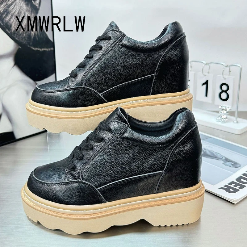 

XMWRLW 2025 г., женские осенние туфли на платформе из натуральной кожи, нескользящая женская обувь на резиновой подошве, женская весенне-осенняя обувь