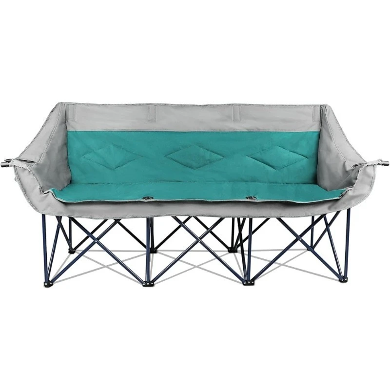 

Oversized 3 Person Camping Chair 900 Lbs Heavy Duty Folding Loveseat with Cup Holder and Wine Glass Holder for Outdoor Picnic