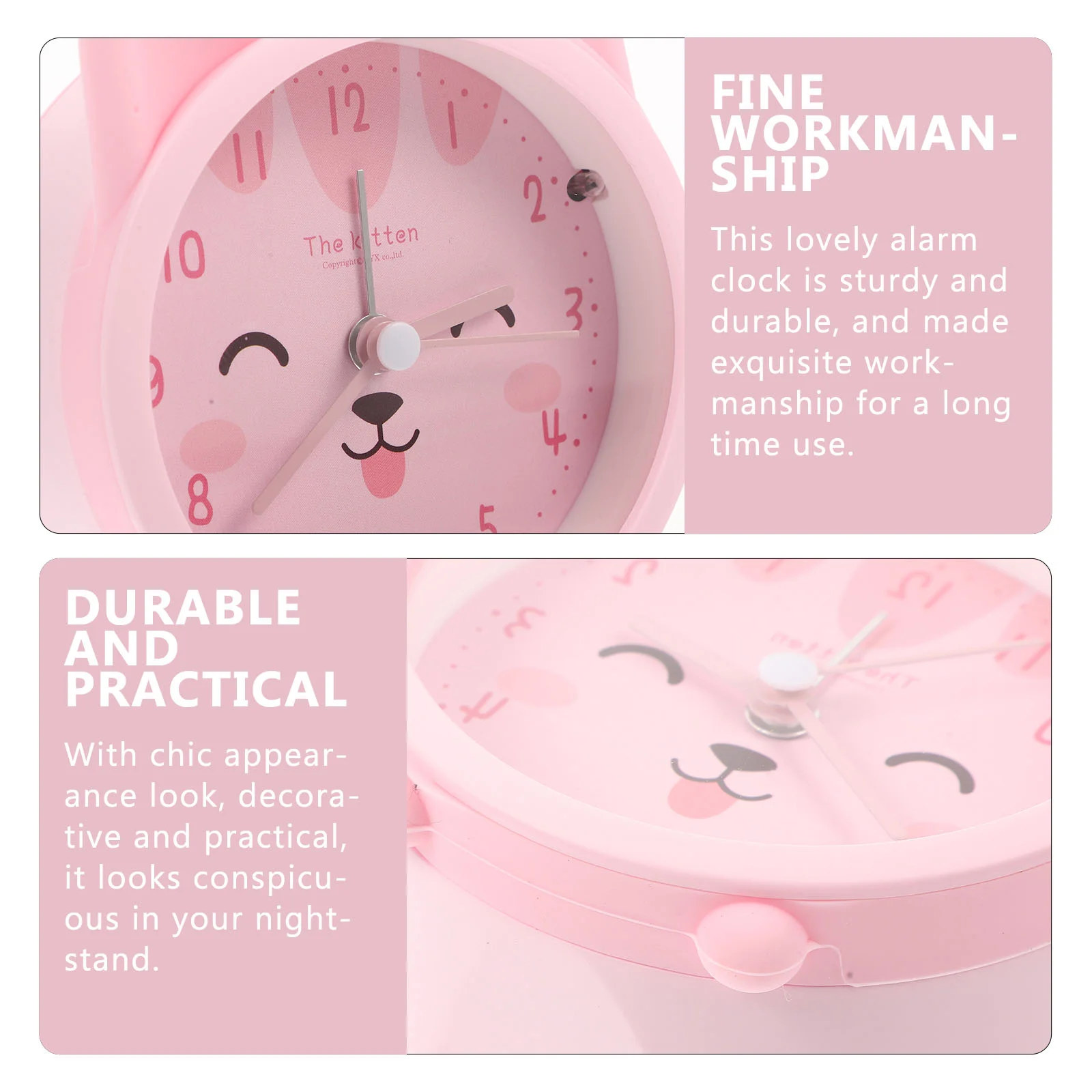 Alarm Clock for Kids Kawaii Cat Decorative Small Accessories Student Girls Room