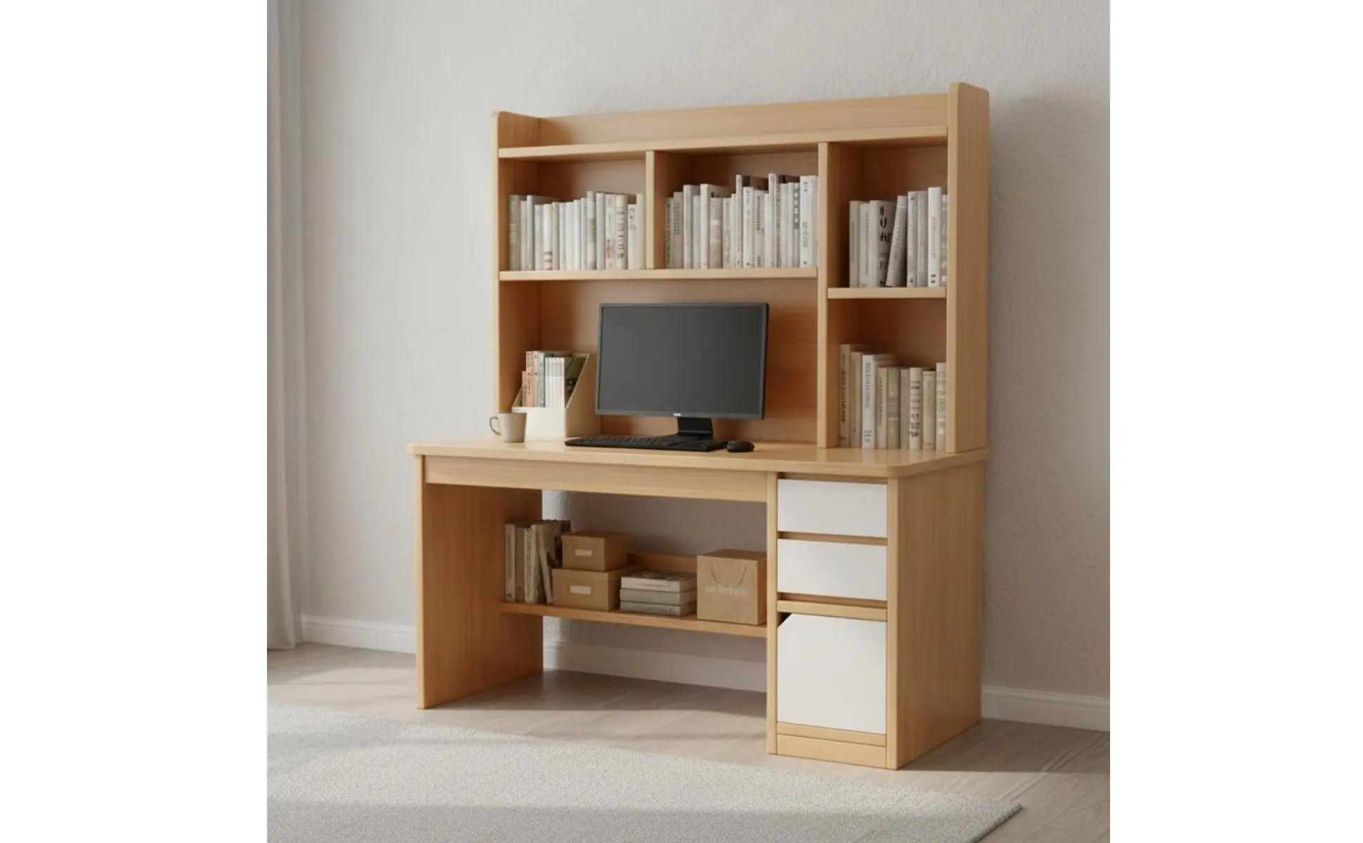 Computer Desk with Shelving Unit Multi-Functional Study Desk with Shelving Unit Home Furniture Space Saving Wide Desktop