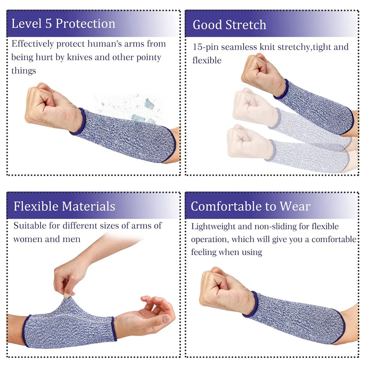 4 Pairs Arm Protectors for Thin Skin and Bruising Cut Forearm Sleeve Level 5 Arm Burn Protection