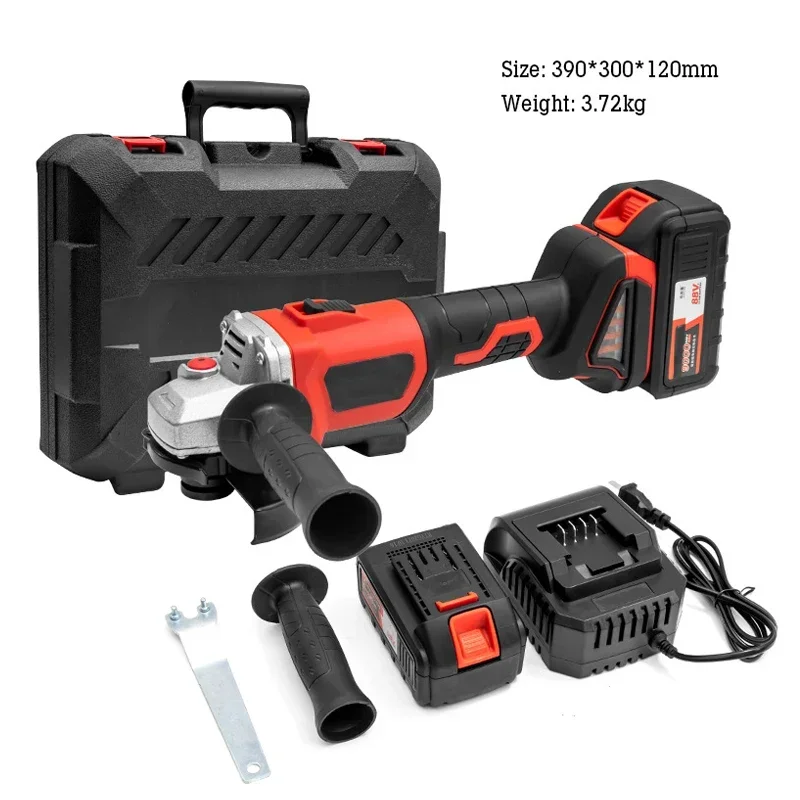 

220V Brushless Electric Angle Grinder 88Vf Lithium Battery Cordless Polishing Cutting Grinding Machine Rechargeable Power Tools