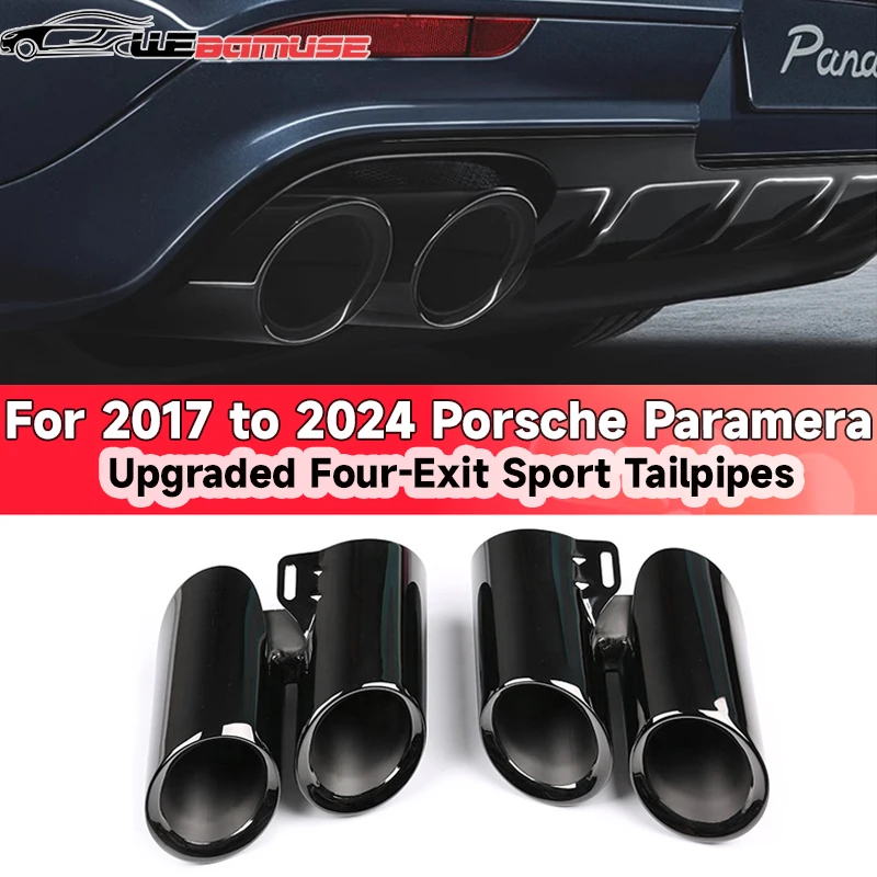 For Porsche Paramera Exhaust Conversion Upgrade 4 Outlet Sport Stainless Steel Tailpipe Muffler 2017 to 2024