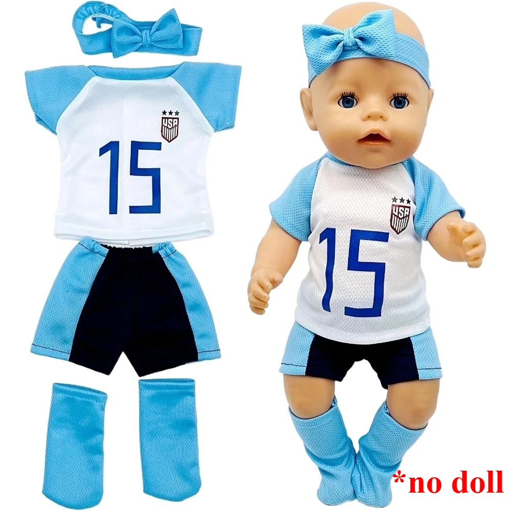 

Soccer Uniform Outfit for 18''/43cm Doll Clothes & Accessories for Sports Girl Dolls Set Shorts Socks Bow Tie Gifts for Girls