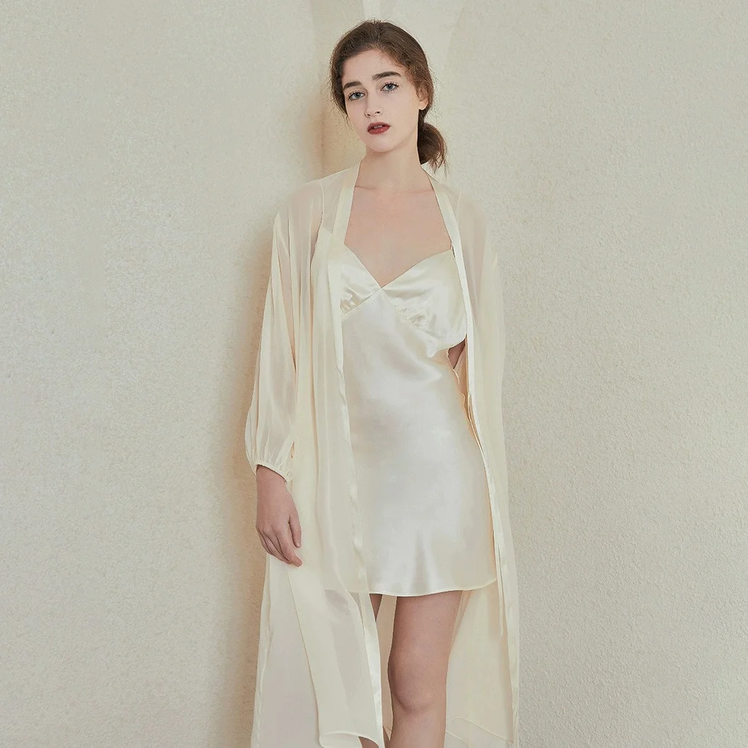 Silk Nightdress, V-neck Backless Loungewear for Women, Sexy Solid-color Lightweight Breathable 100% Mulberry Silk Camisole Dress