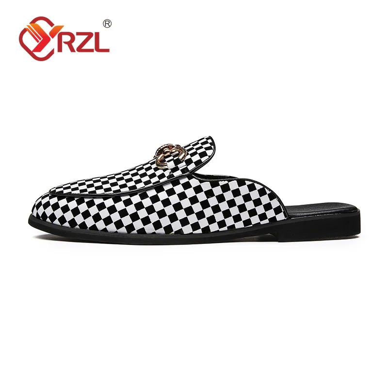 YRZL Summer Men Half Loafers Fashion Breathable Slippers Man Outdoor Lightweight Slip on Half Shoes for Man Leather Sandals