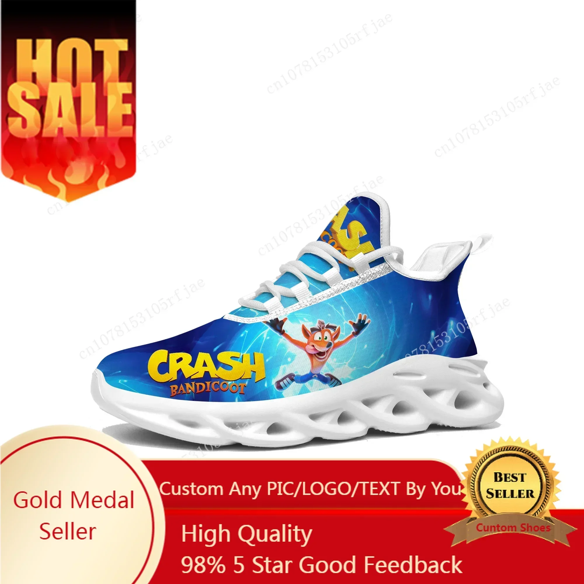

Crash Bandicoot Sneakers Cartoon Game Mens Womens Fashion Sports Running Shoes Custom Built Lace Up Shoes