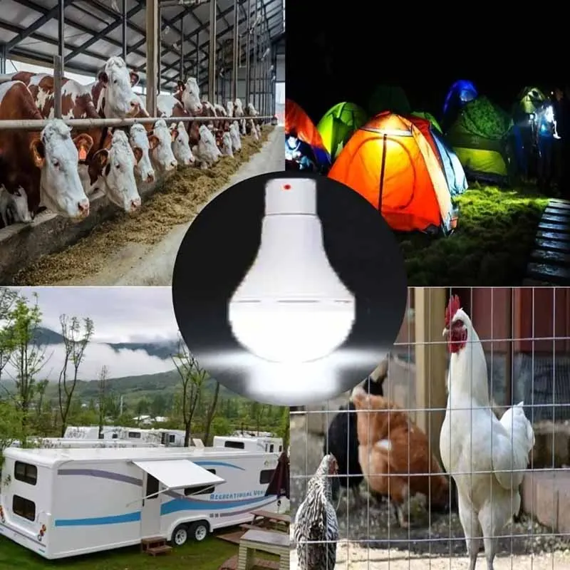 Impermeável LED Solar Bulb com Gancho, Outdoor Camping Lâmpada, Energy Saving Bulb, Jardim, Pátio, Path Light