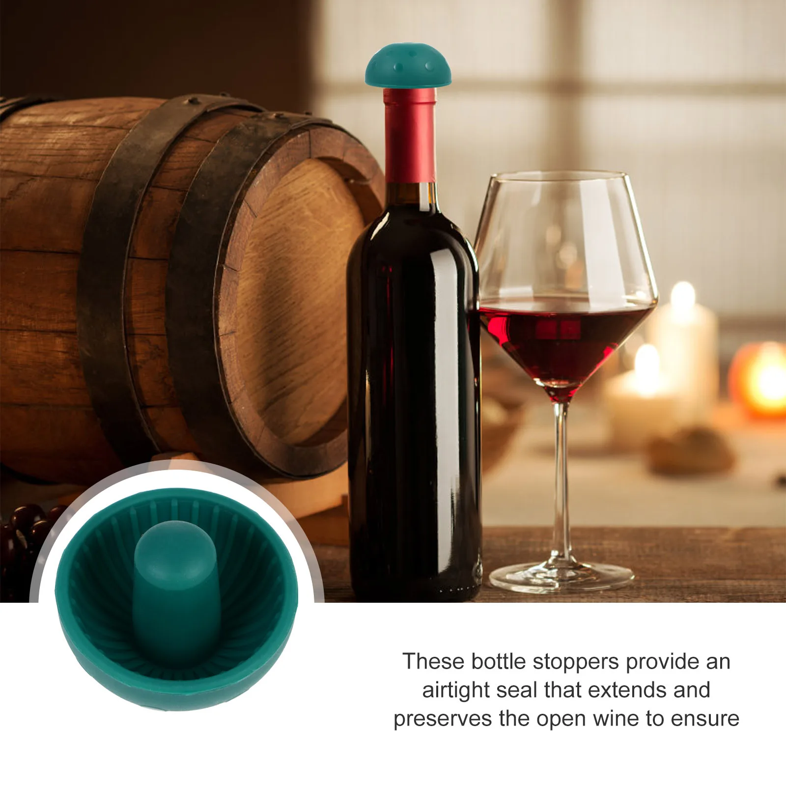

2Pcs Wine Bottle Plug Silicone Stopper Mushroom Mold Airtight Sealing Wine Stopper for Banquet Party Sealing Cork