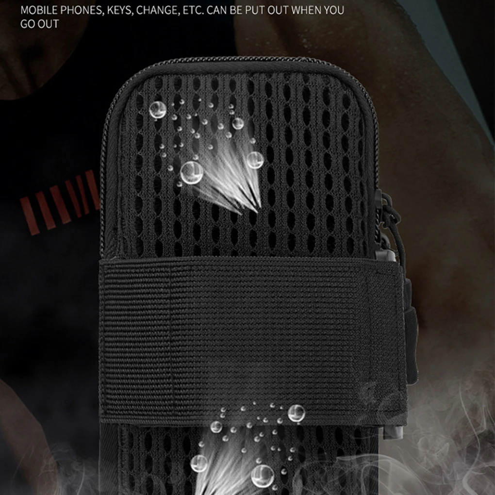 Unisex Zipper Closure Mobile Phone Arm Bag Hiking Traveling Jogging Adjustable Storage Pouch Fitness Workout Holder