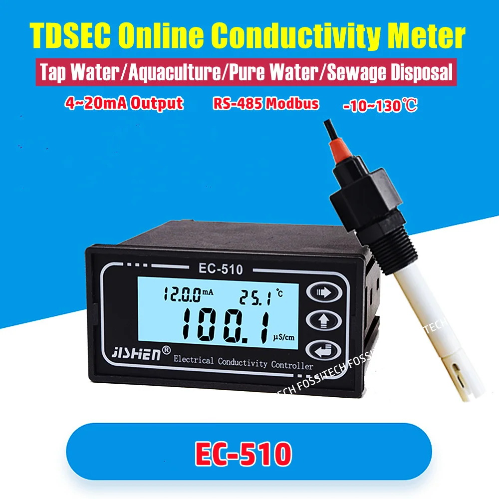 EC-510 Electrical Conductivity Meter RS-485 Online Water Quality Analyzer TDS Temperature Electroconductibility Controller