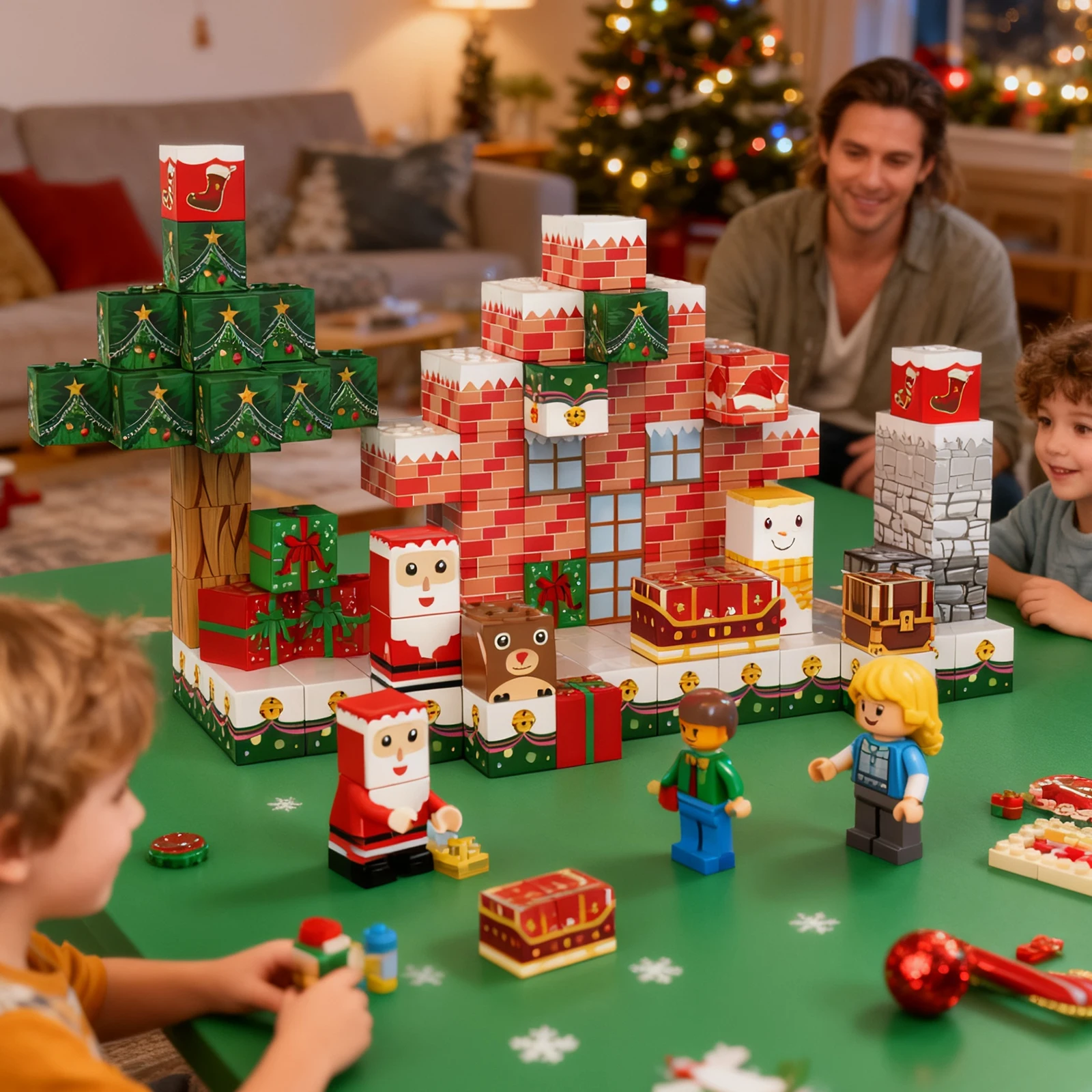 TOYLINX 154PCS Magnetische Blokken Stem Onderwijs Kit Speelgoed met Sneeuw Huis Building Set voor Kinderen Perfect Kerst/verjaardagscadeau