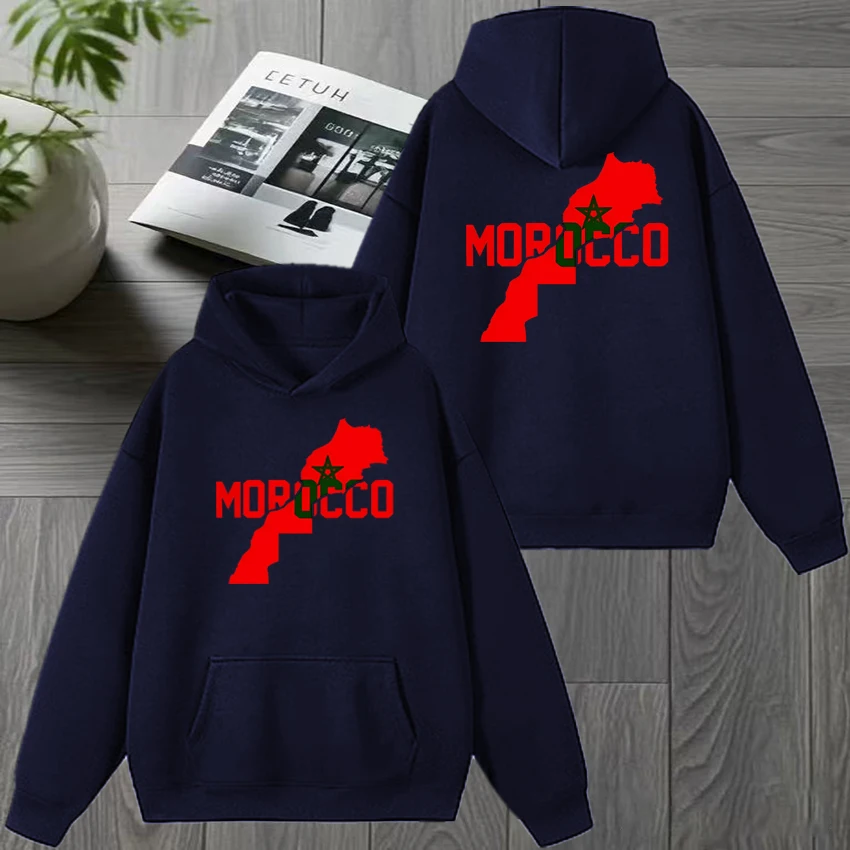 خريف شتاء المغرب harajuku جديد في مزدوجة الوجهين طباعة قلنسوة سوداء الرجال النساء الصوف بلوزة كاجوال للجنسين موضة البلوز #3