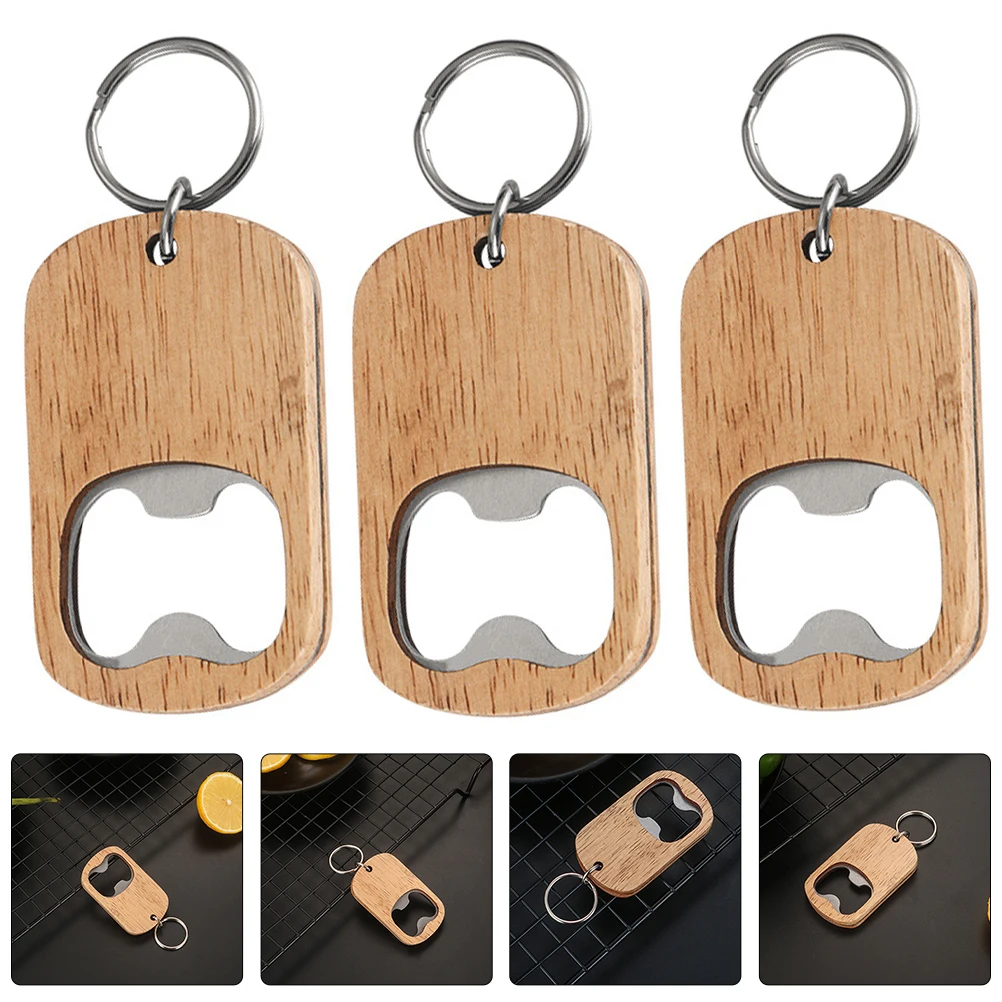 

4pcs Wood Handle Bottle Opener Beer Bottle Openers Bartender Opener For Beer Bottle Keychain Beer Openers For Home Bar