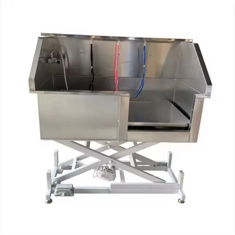 Foldable Multifunctional Pet Bathing Station Stainless Steel Adjustable Height Dog Grooming Tub for Claw Care Non Slip Pets
