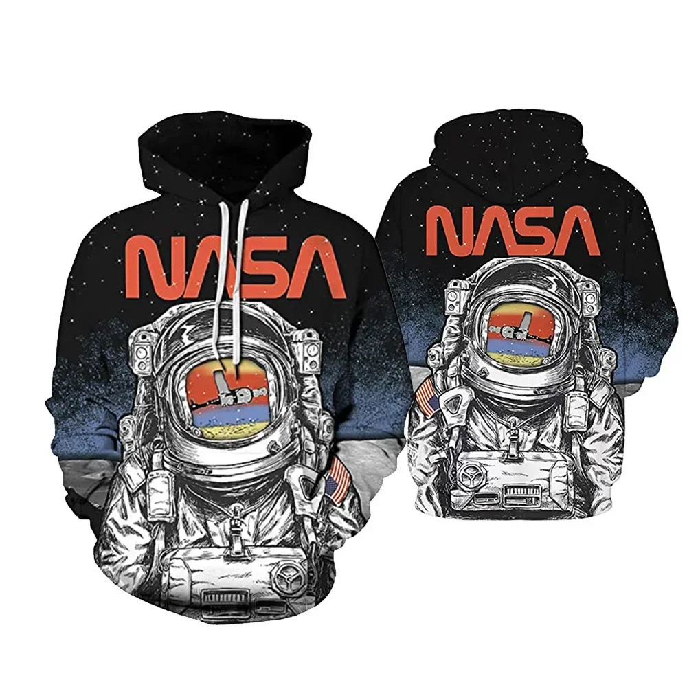 2024 Trendy Brand European and American Space Suit Hoodie 3D Printing Men and Women Fashion Sports Jumper Casual Long Sleeves