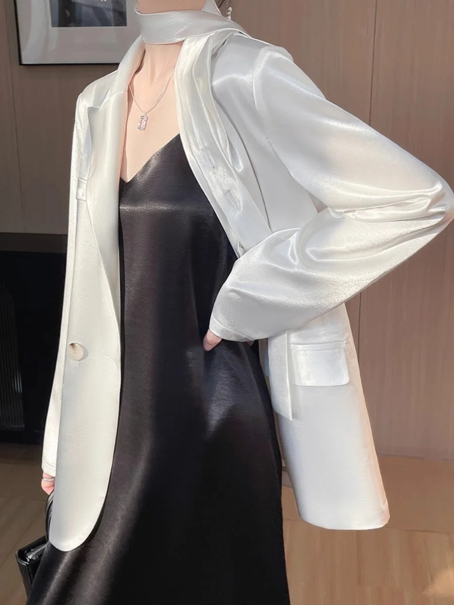 2025年春 レディース カジュアル ルーズ PUレザー ジャケットスーツ アウター ヴィンテージ 高級感 通勤 長袖コート