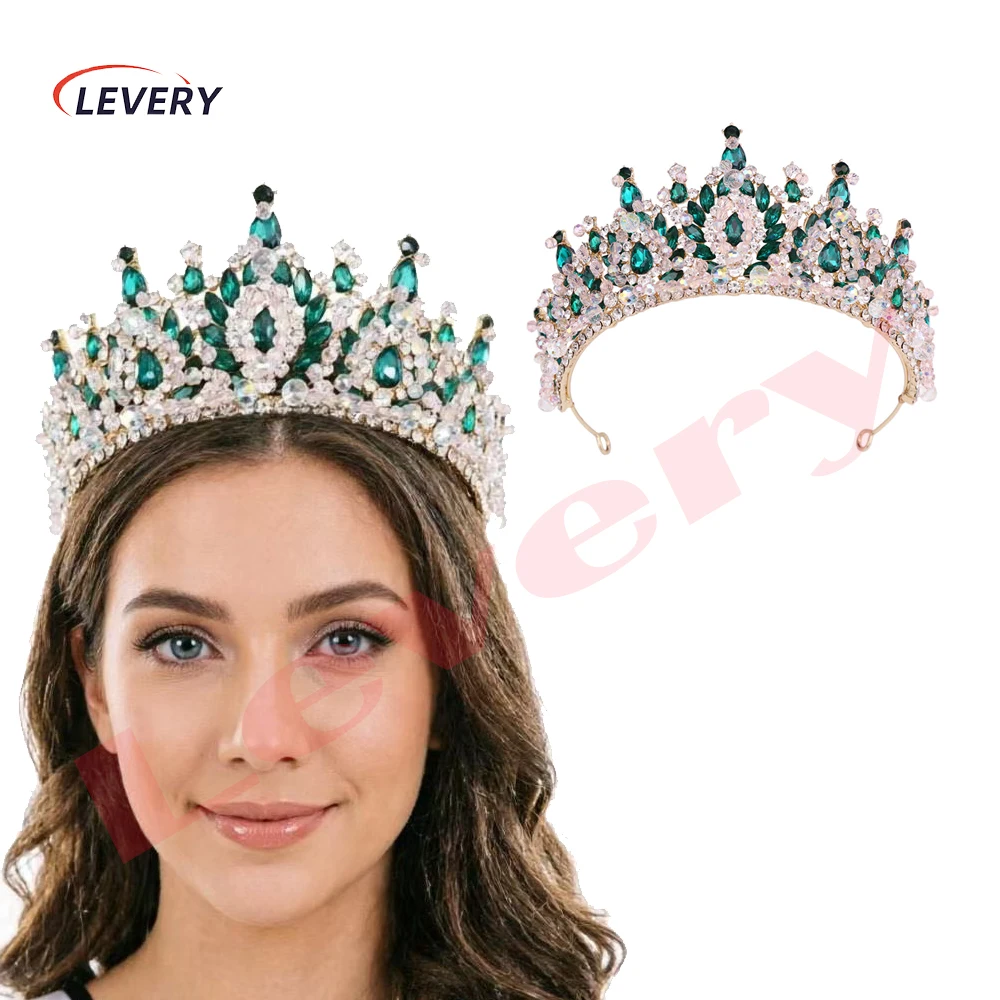 

Тиары и короны Levery 2026 для женщин, аксессуары для волос на свадьбу и вечеринку, металлическая повязка на голову со стразами высотой 7,2 см