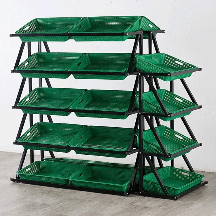 Customized Size  Multi-layer Shelves Commercial Fruit  Storage Supermarket Fresh Vegetable Display