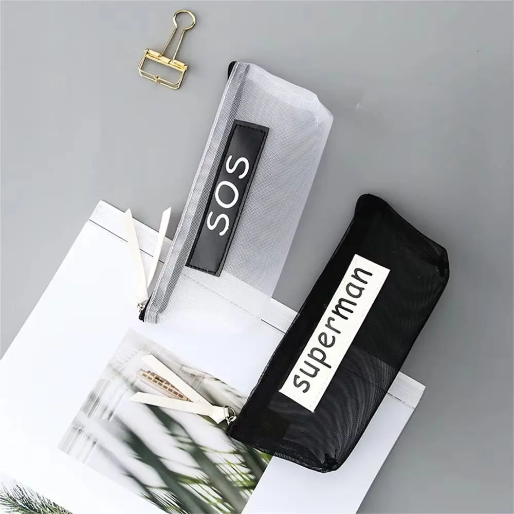 Fashion Transparent Mesh Zipper Pencilcase Party Creative Stationery Gift School Office Supply Student Pen Bag Girl Wallet