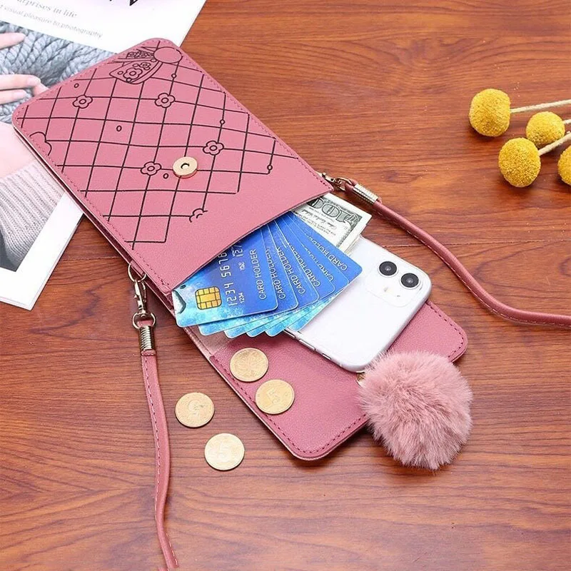 Cute Cartoon Pattern Touch-Screen Phone Bag for Women - Slim Transparent Crossbody Bag Mini Shoulder Pouch Wallet view 4